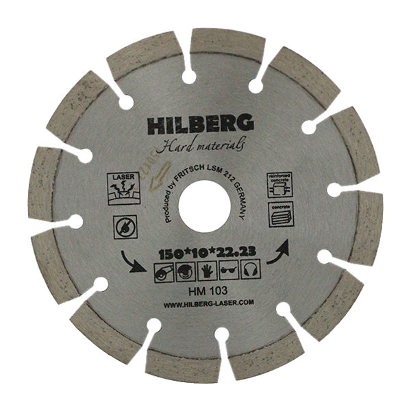 Диск алмазный отрезной 150*22,23 HILBERG HARD Materials Laser HM103