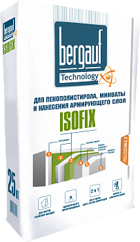 Клей Бергауф Isofix для пенополистирола, минваты и нанесения армирующего слоя 25кг*1 (56шт)