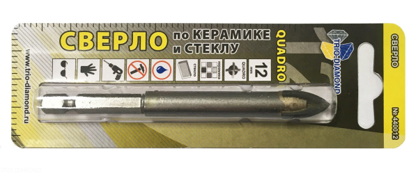 Сверло по керамике и стеклу  квадро 12мм 440012