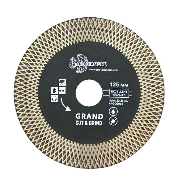 Диск алмазный отрезной 125*22,23 Турбо серия Grand Cut & Grind GCG002
