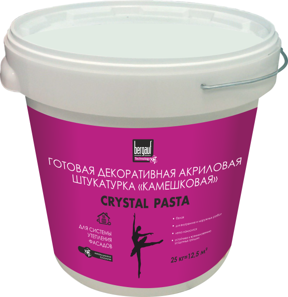 Штукатурка Бергауф Crystal Pasta готовая декоративная камешковая 25кг*1 зерно 1-1,5мм (24шт)