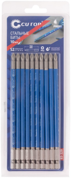 Набор стальных бит 10шт CUTOP Profi PH2*150мм  83-329